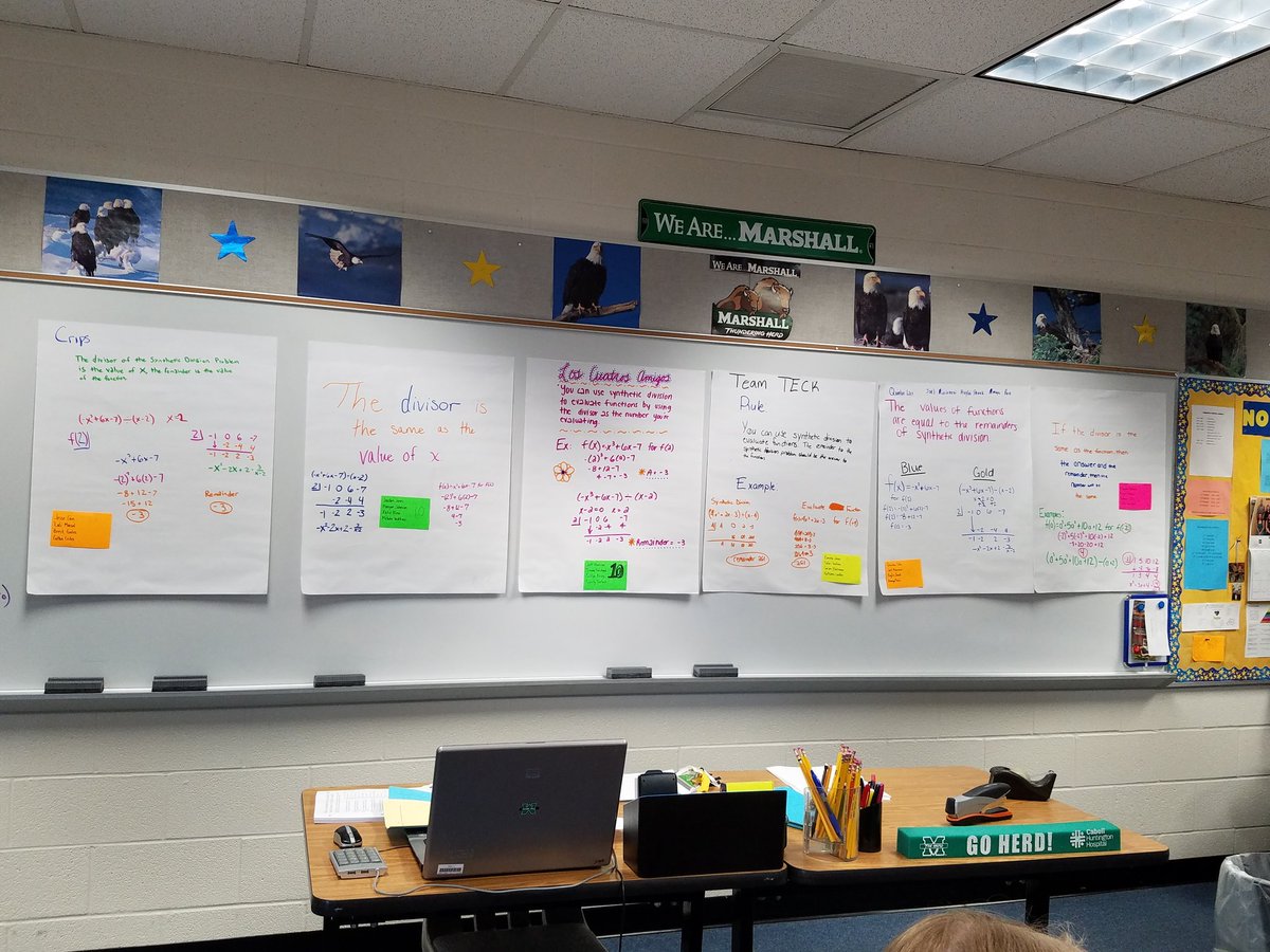 mathteachmom's tweet photo. My 5th period STEM class did an awesome job with this chalkboard splash! #evaluatingfunctions #RemainderTheorem https://t.co/cu8xlaQJei