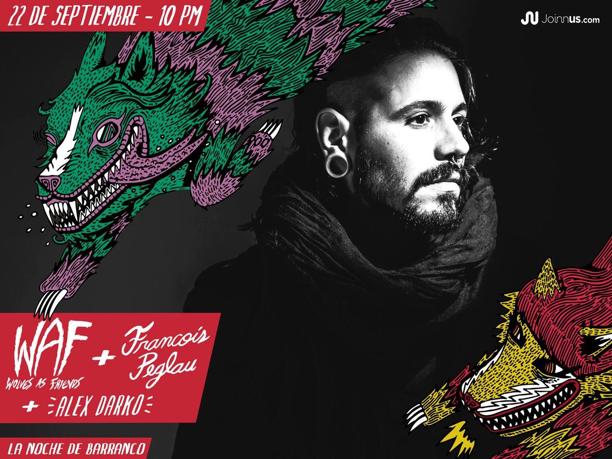 capitansimio's tweet photo. ♦️HOY♦️ nos vemos en @lanoche con @WolvesAsFriends y @fpeglau ! A las 9:30pm abrimos puertas y a las 10PM en punto arranca #AlexDarko 🎉 https://t.co/FrAXy0SfQM