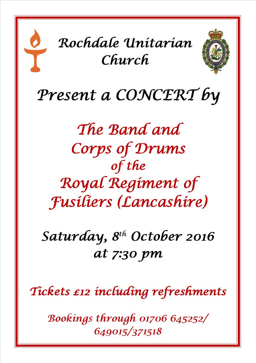 Join us for an evening with The #Band &amp; Corps of #Drums of Royal Regiment of #Fusiliers (#Lancashire <a href="/RRFBandDrums/">RRF Band & Drums</a> @FusiliersLancs) 8 Oct