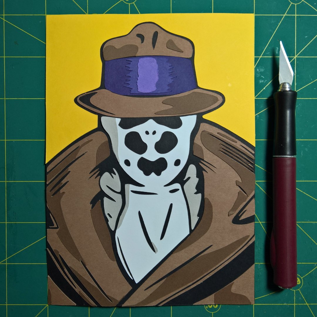 papergizmo's tweet photo. #papercut ✂ 5x7 #Rorschach from the #Watchmen. https://t.co/yMLcfI81eY