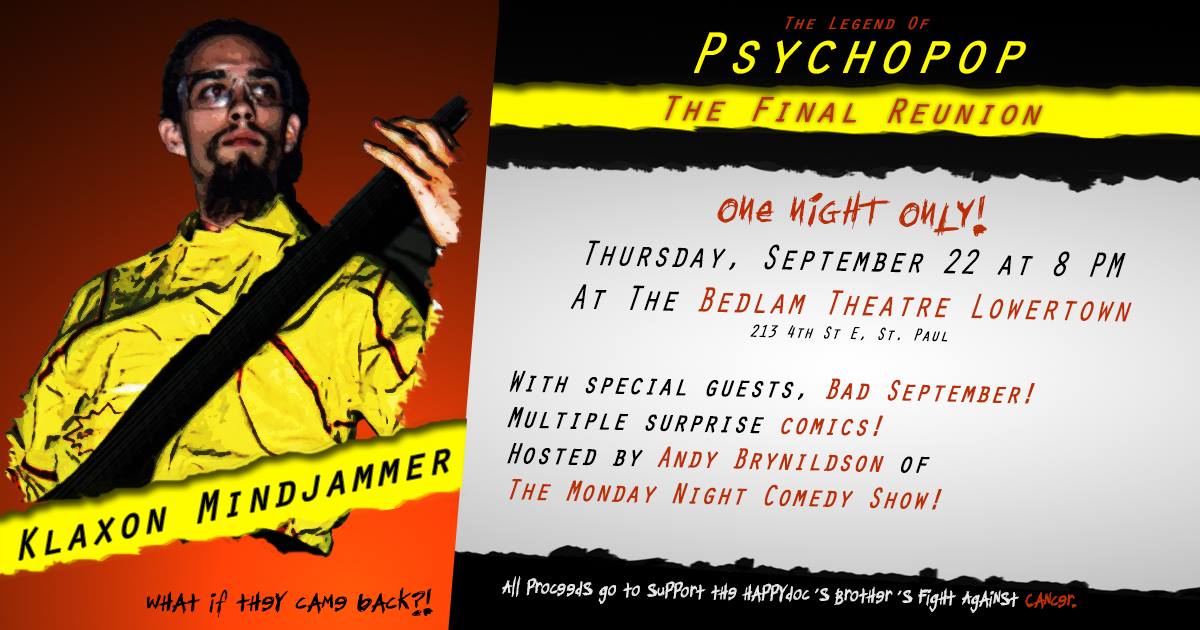 BedlamLT's tweet photo. WHO IS PSYCHOPOP? Turn off the caps &amp; we'll tell you. These 5 awesome guys are playing tonight at 8 &amp; the fate of the world is at stake. https://t.co/l0lqZ4lSii