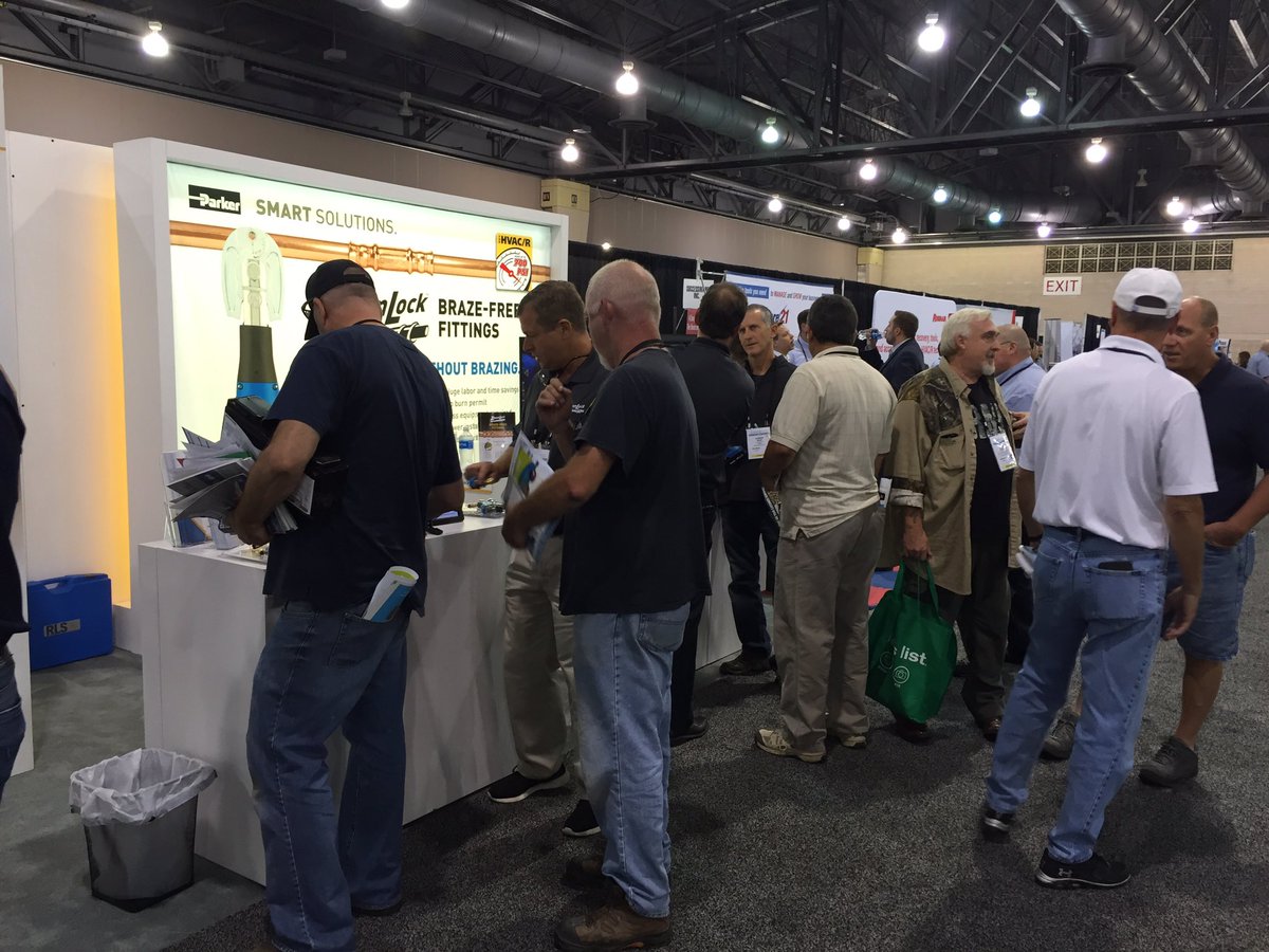 Sporlan's tweet photo. #Comfortech2016 Great crowd at Sporlan booth 420 showing #ZoomLock demos. #HVACR #refrigeration #Cooling https://t.co/PTMPtQuvGj