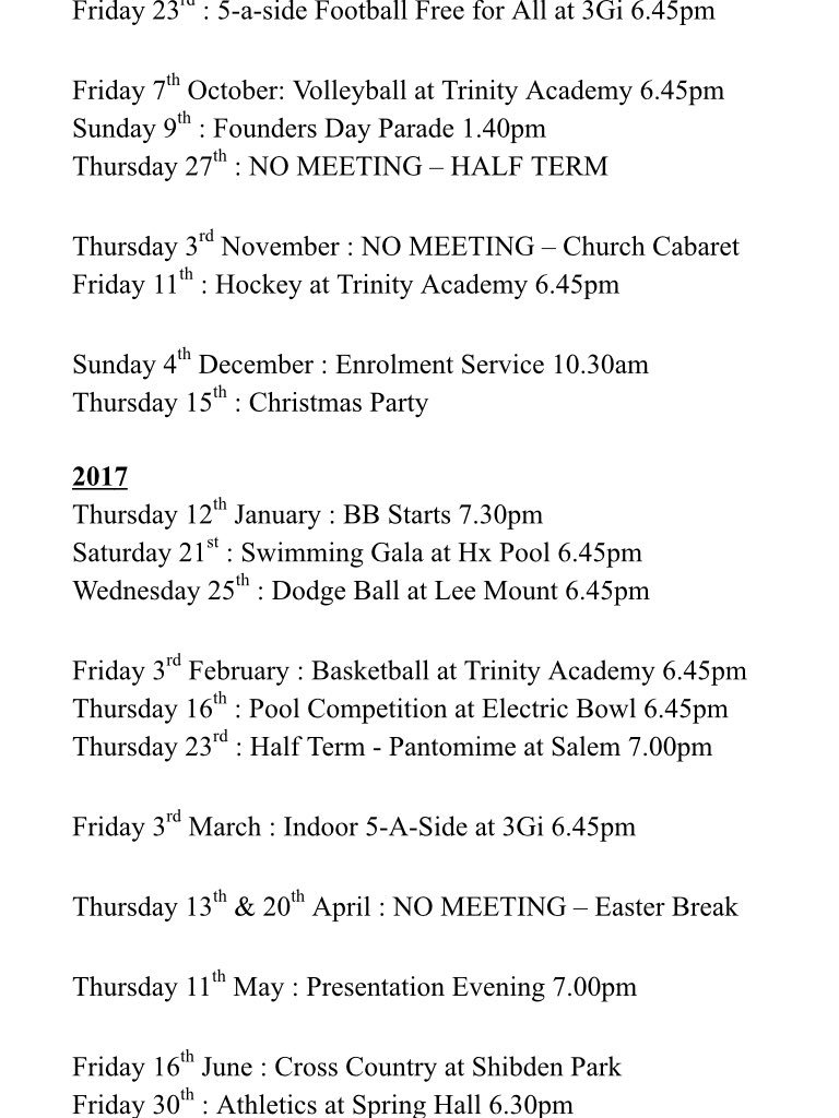 Company section events for 2016/17