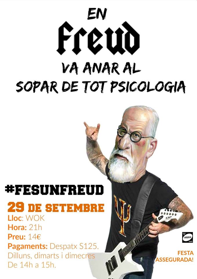ArppUdG's tweet photo. Només queda una setmana pel sopar de tot psicologia! Te'l perdràs?
#fesunfreud https://t.co/WPyX03BpUf