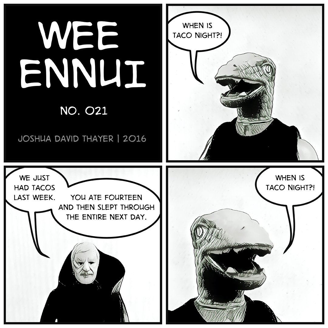 weeennui's tweet photo. No. 021: Taco Night! #weeennui #webcomic #taconight https://t.co/yNrJUzv9cz