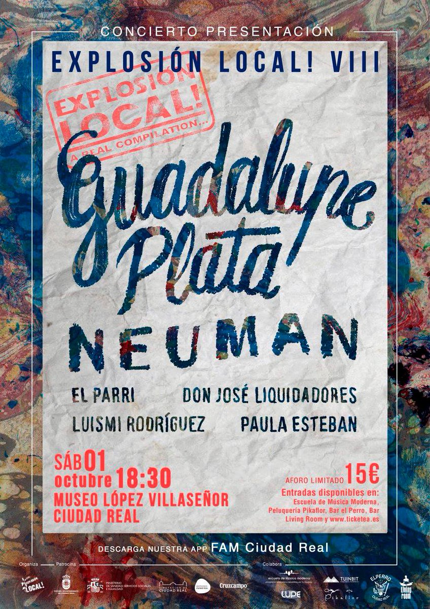 Pau3steban's tweet photo. El 1 de Octubre en #CiudadReal con @NEUMANmusic y @guadalupeplata en el concierto de presentación @ExplosionLocal VIII !!!! :D https://t.co/7fN34v9gAQ