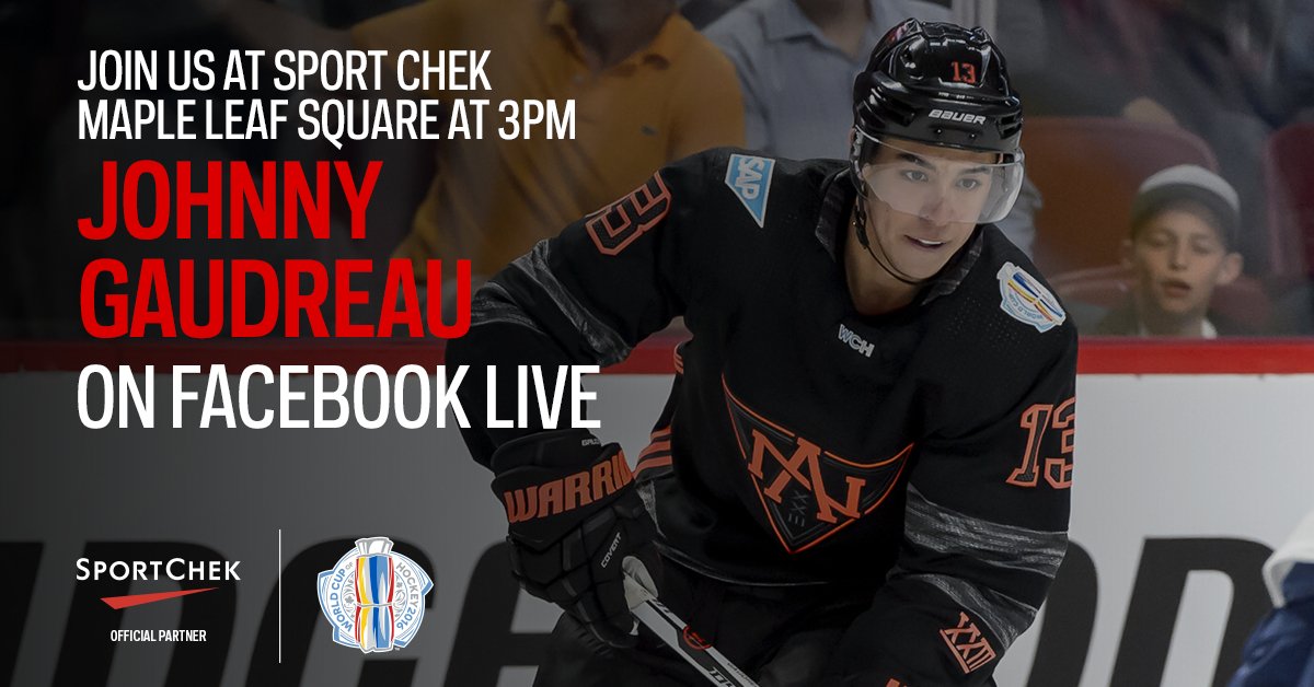 SportChek's tweet photo. Tune-in around 3pm EST for a 1-on-1 Q&amp;A with @Cabbie &amp; @johngaudreau03 from @SCMapleLeafSQ! #WCH2016 #WhatItTakes https://t.co/hvPIxgepjj