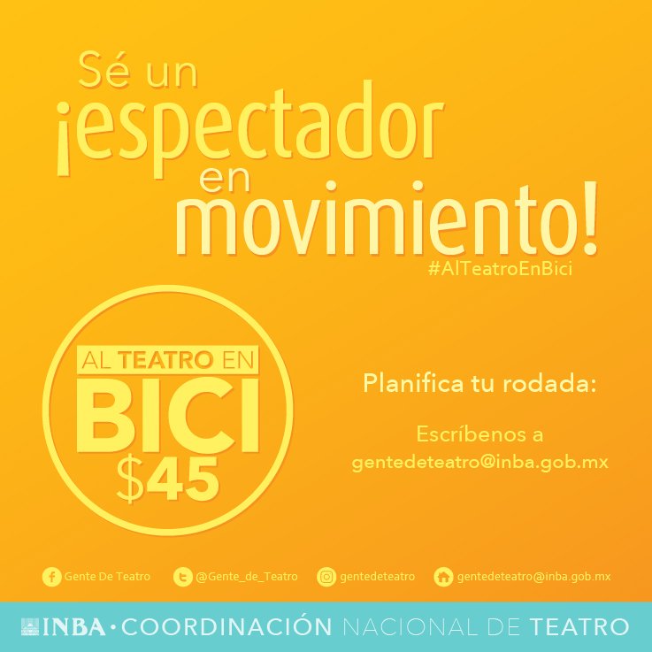 teatroinbal's tweet photo. En este #DíaMundialSinAuto, planea tu rodada ciclista y ven #AlTeatroEnBici 🚲 https://t.co/ilbNpqwmVP