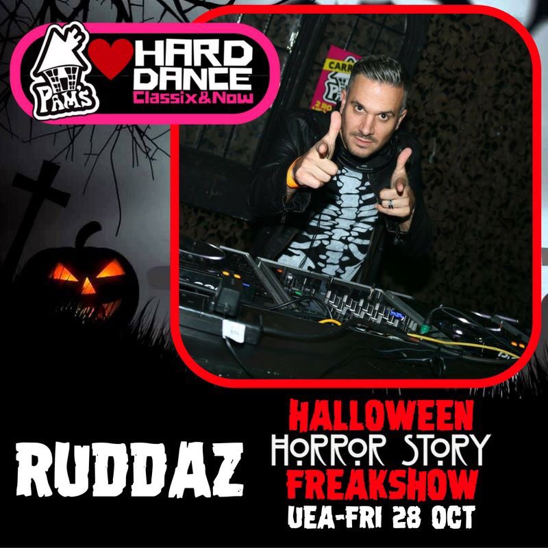 PamsHouseUK's tweet photo. Catch Ruddaz playing in the hard dance room at Halloween horror story freakshow UEA Fri 28th Oct https://t.co/4NYyLwPohZ… https://t.co/V4ZMZ2MWcz