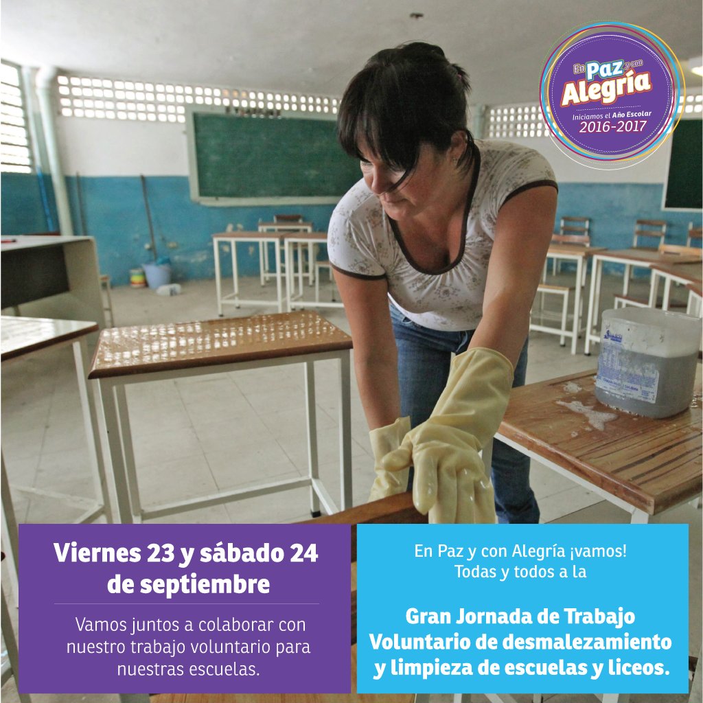 Colaboremos todas y todos en la gran jornada voluntaria de limpieza el 23 y 24 de septiembre en todos los Estados del País #EnCayapaEscolar