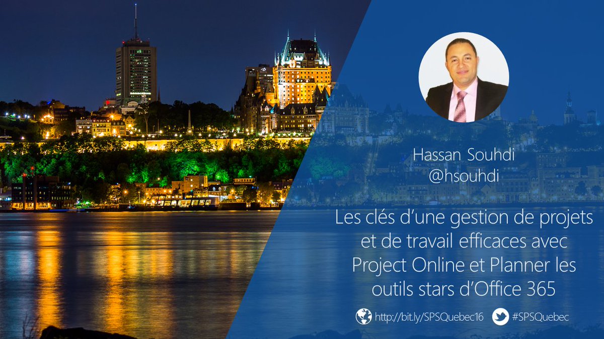 SPSQuebec's tweet photo. @hsouhdi présentera "Les clés d’une gestion de projets avec Project Online et Planner" au #SPSQuebec https://t.co/nm6ohICoiP https://t.co/zvLyyI0qnQ