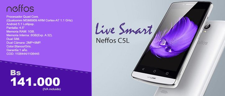 compumall's tweet photo. #Smartphone #Neffos #C5L #Quadcore #DobleSim Es vivir la experiencia a alta velocidad #4G ¡Cómpralo en las tiendas #CompuMall! @tplinkve https://t.co/7YdKjijjCe