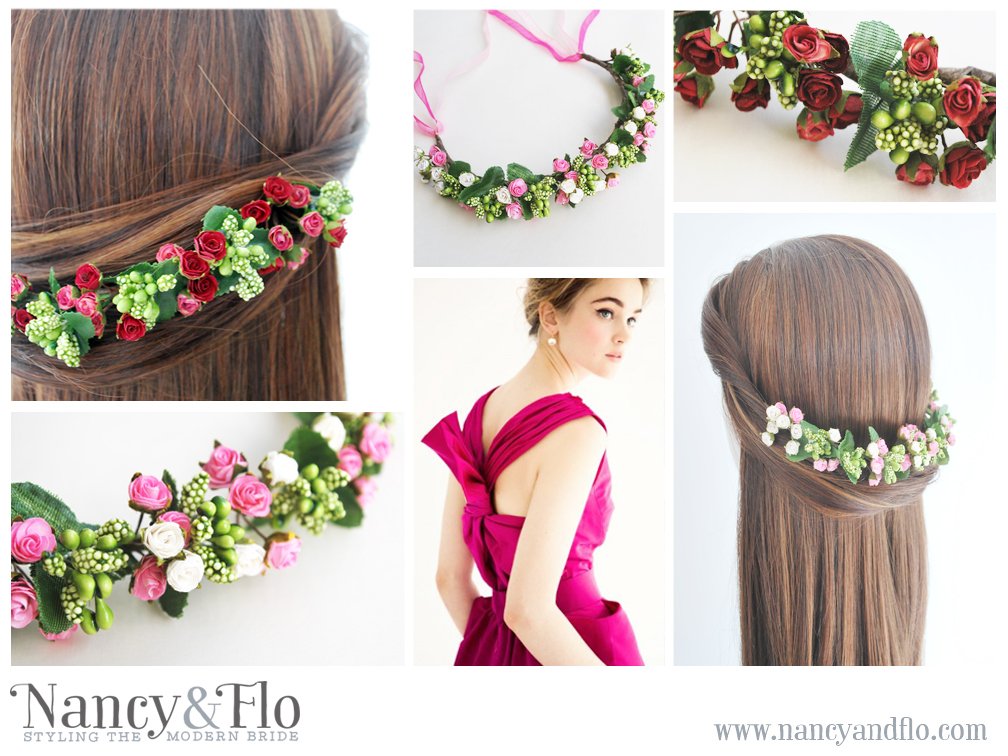 Half circlet of mini roses for #brides who don't want a full #flowercrown from <a href="/nancyandflo/">Nancy and Flo</a>