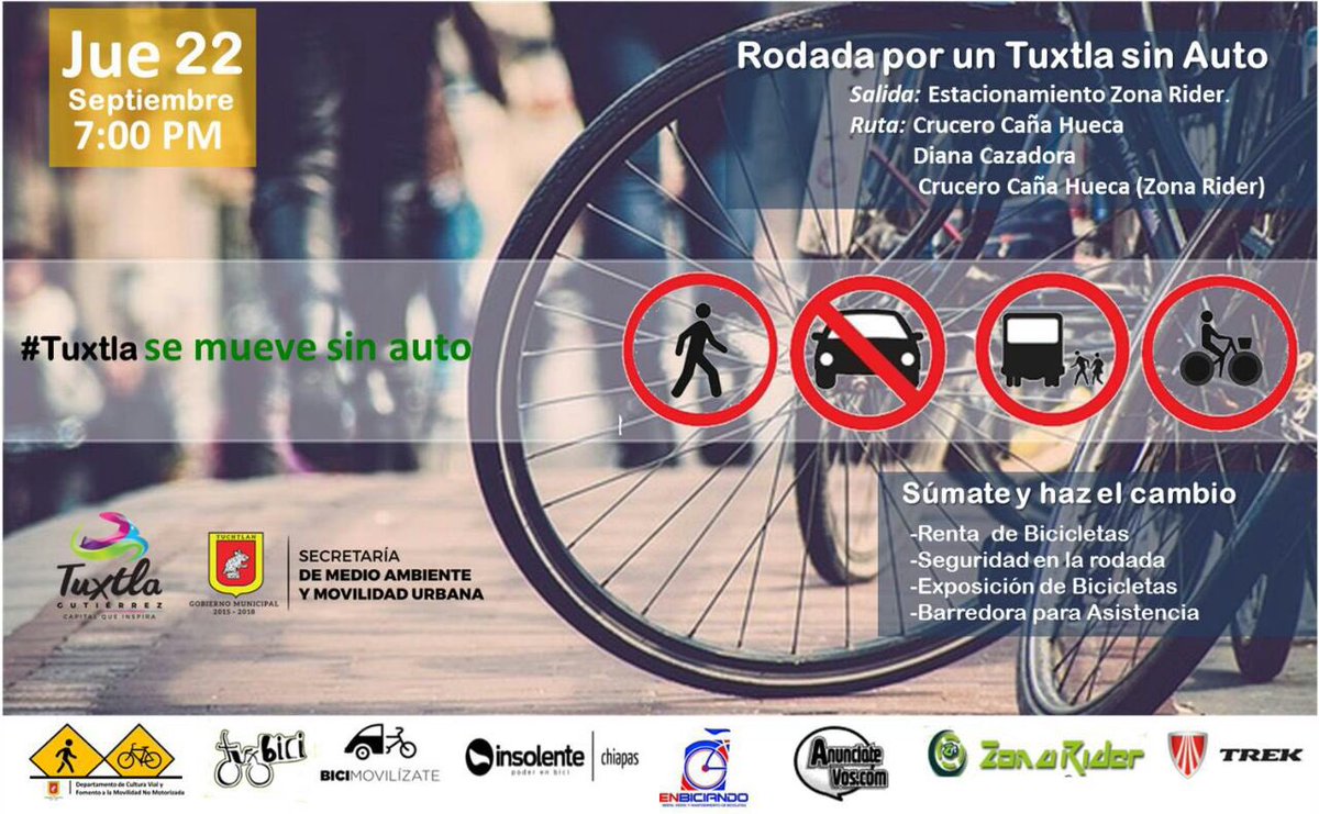 castellanosfer's tweet photo. Para celebrar el Día Mundial sin Automóvil, haremos una rodada hoy a las 7 de la noche, súmate.
#TuxtlaEnUnidad
#CapitalQueInspira https://t.co/bOcMtgqAks