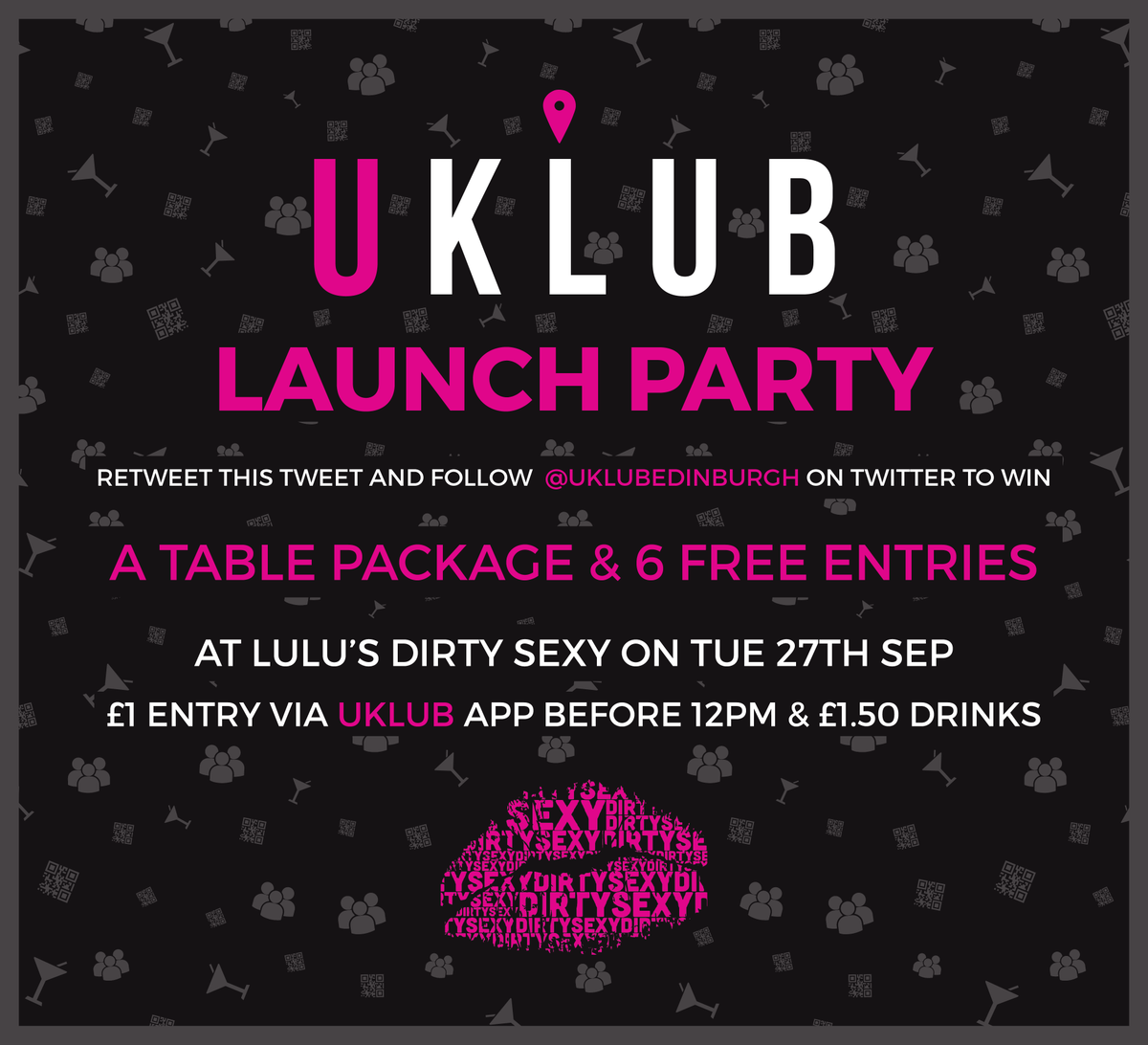 Retweet &amp; follow <a href="/uklubedinburgh/">UKLUB</a> for the chance to win next Tuesday's giveaway at Lulu's Dirty Sexy.

Winners announced on Monday! 😎😋 #UKLUB