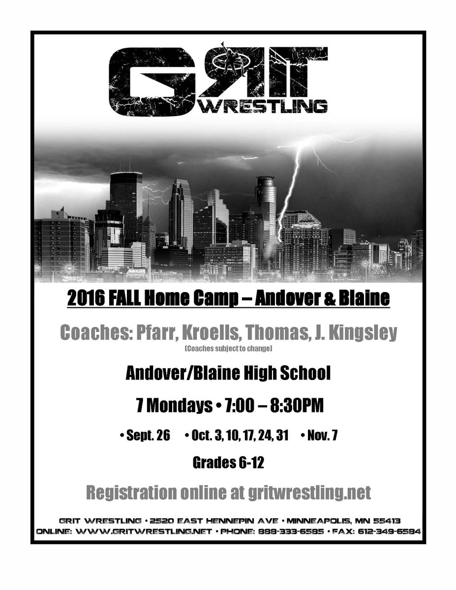 AndHSWrestling's tweet photo. Fall GRIT starts September 26 for Grades 6-12 cost is $115 for 7 sessions. More info at https://t.co/wG9zViqwFs https://t.co/VHd0fJMeLP