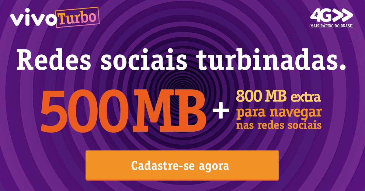 Com Vivo Turbo, você faz vários posts e tuítes e ainda tem muita internet. goo.gl/NhYa3E