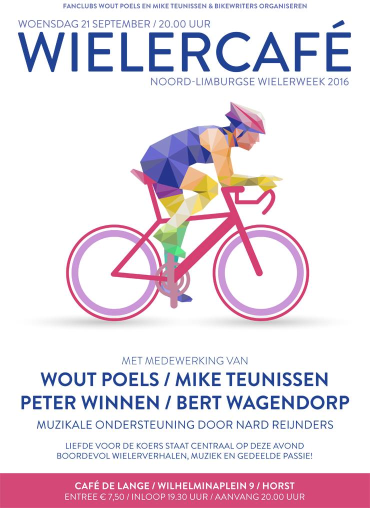 Niet vergeten! Morgen #Wielercafe in <a href="/DELANGEHORST/">DE LANGE HORST</a> met <a href="/WoutPoels/">Wout Poels</a>, <a href="/MikeTeunissen/">Mike Teunissen</a>, <a href="/PeterWinnen/">Peter Winnen</a>, <a href="/bertwagendorp/">Bert Wagendorp</a> en <a href="/nardreijnders/">Nard Reijnders Music</a>. #zinin