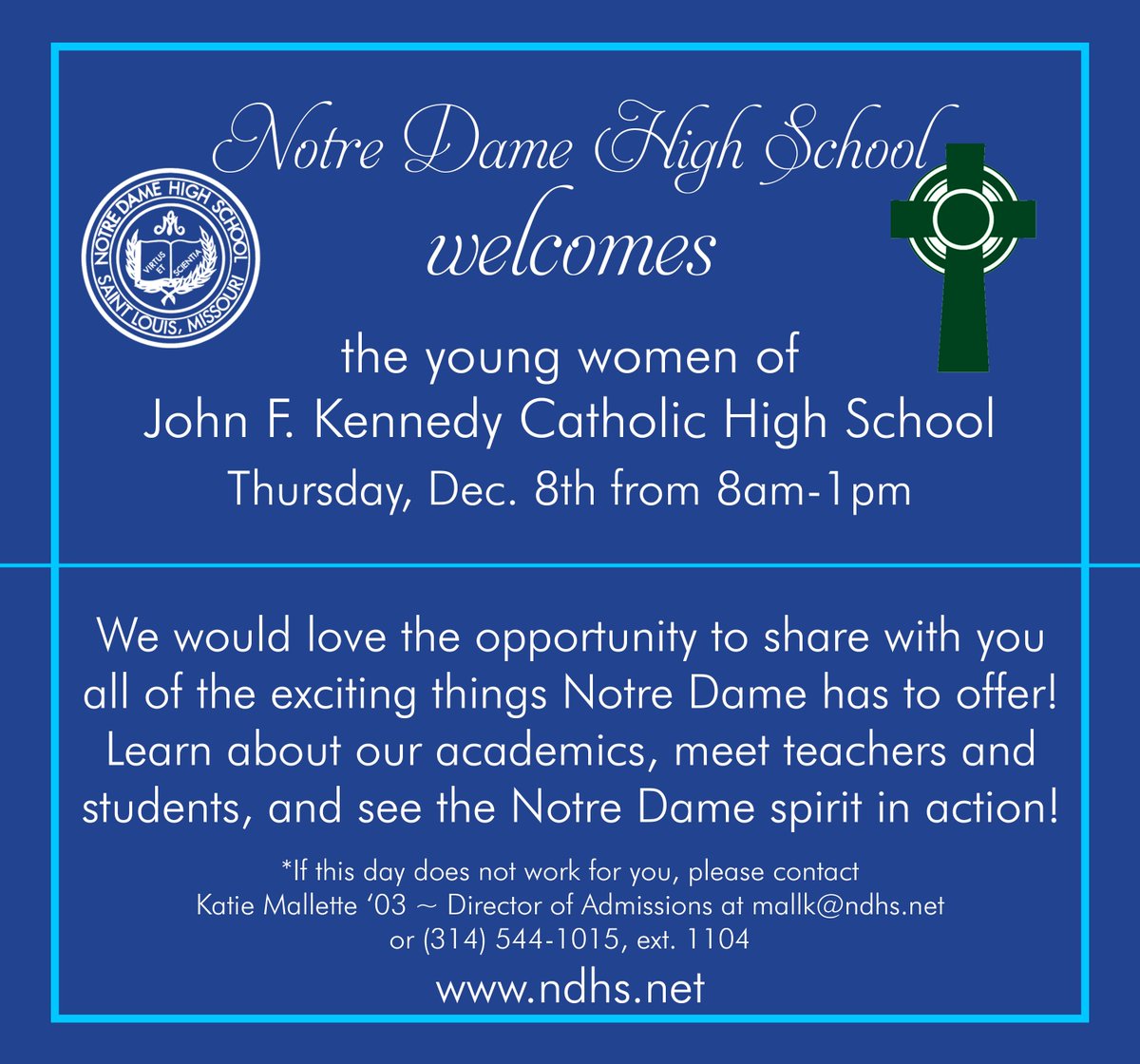 Our prayers are with the families of <a href="/KennedyCatholic/">Kennedy Catholic HS</a> during this transition. Please view the graphic for an invitation to shadow.