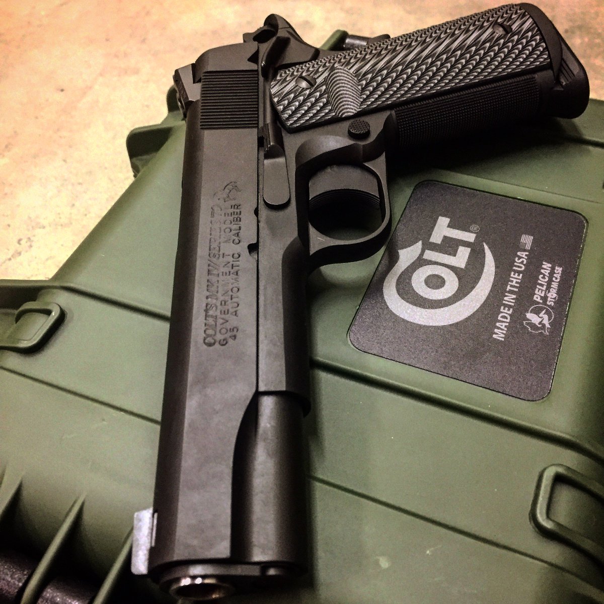 PSAMTP's tweet photo. @ColtFirearms #MKIV #GovernmentModel #Series70 #pistol. @Trijicon @PelicanProducts #2A #gunporn #gunlovers #CharlestonSC https://t.co/7wkfugCZS0