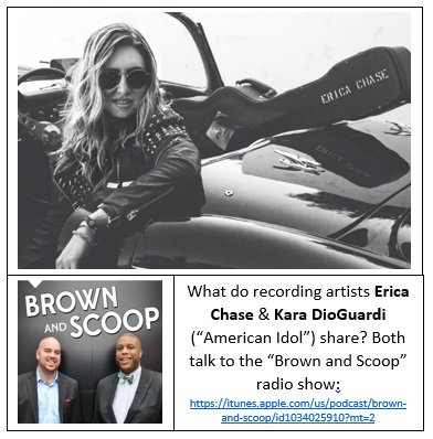 _ChromePR_'s tweet photo. What do recording artists #EricaChase & #KaraDioGuardi share? Both talk to @BrownAndScoop radio: https://t.co/f8idGzqXX9 #music https://t.co/D7eUb6wr9S