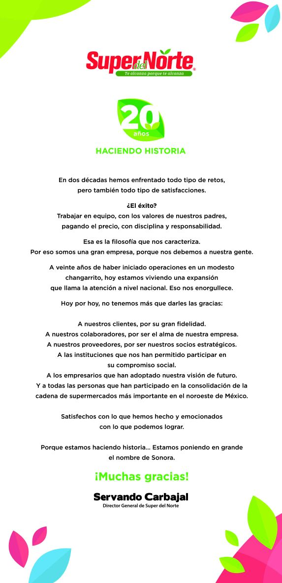 elreporteromx's tweet photo. Muy buen mensaje de Servando Carbajal Ruiz, a 20 años de la creación de @superdelnorte @NoticiasTermo @elmalauraaa @IrisdeaAguayo https://t.co/BmDHPwaYKc