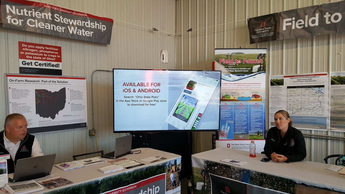 OhioStatePA's tweet photo. Stop by #OhioState Extension building and learn about nutrient management strategies and #precisionag.  #fsr16 https://t.co/0nsSu7v6bZ