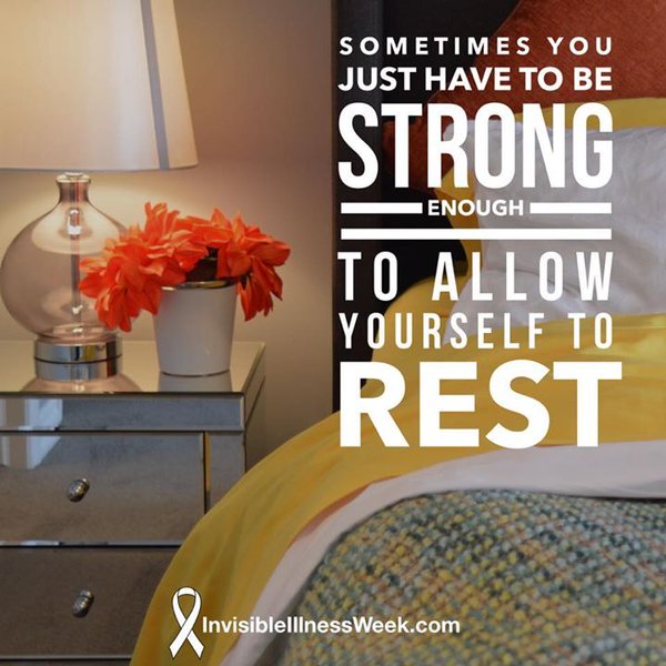 APainPrincess's tweet image. "Sometimes you just have to be strong enough to allow yourself to rest." via @invisibleillwk #chronicpain #spoonie
