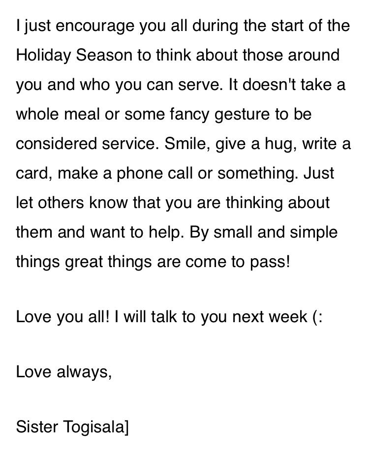 AriInW_nderland's tweet photo. In every email I feel like there's this little plainly worded section just for me! I love that Sister T! 😊❤️ #wisdom https://t.co/BbrhkaErrw