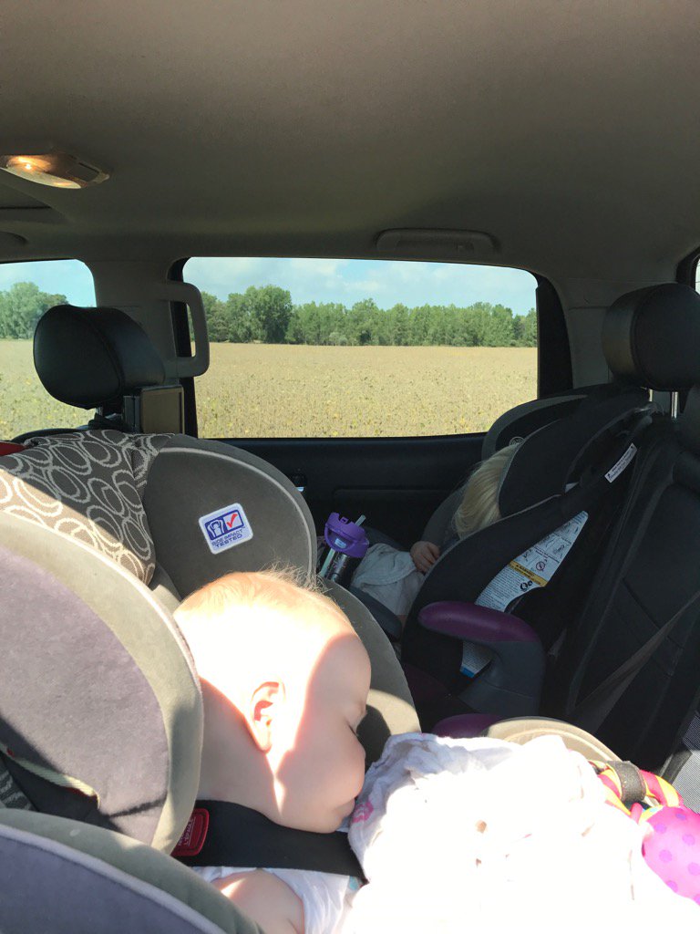 SusanGowanAgr's tweet photo. Doing soy preharvest checks and my little helpers passed out. Everything's changing quickly in this weather #scout16 https://t.co/aYTLCscp7T