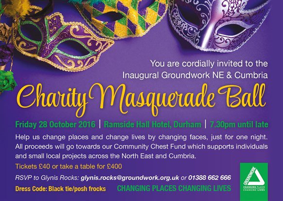 Hope you've got your ticket for @GroundworkNE's #MasqueradeBall! It's set to be a fantastic evening! #NEBiz #NEFollowers #NorthEastEvents
