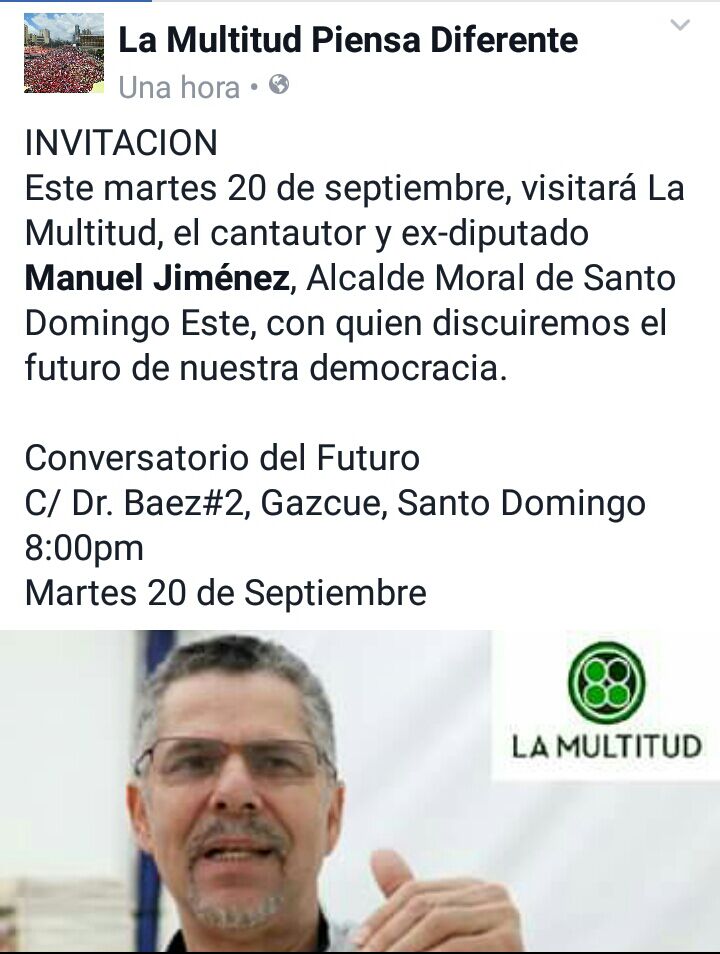 LaMultitud's tweet photo. Esta noche nos visitará el dirigente y compositor @manueljimenezrd a las 8:00pm. Acompañanos https://t.co/vxJgBbW2mD