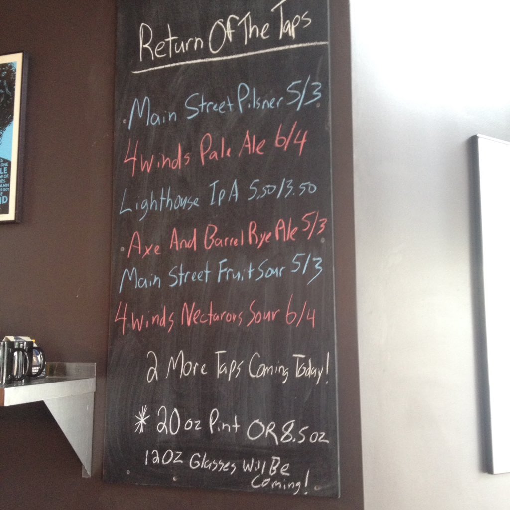Hanksvic's tweet photo. Opening day lineup #letthebattlebegan #mlb @mainstreetbeer @axeandbarrel @lighthousebeer @fourwindsbrewco https://t.co/DHuGXWi0DE