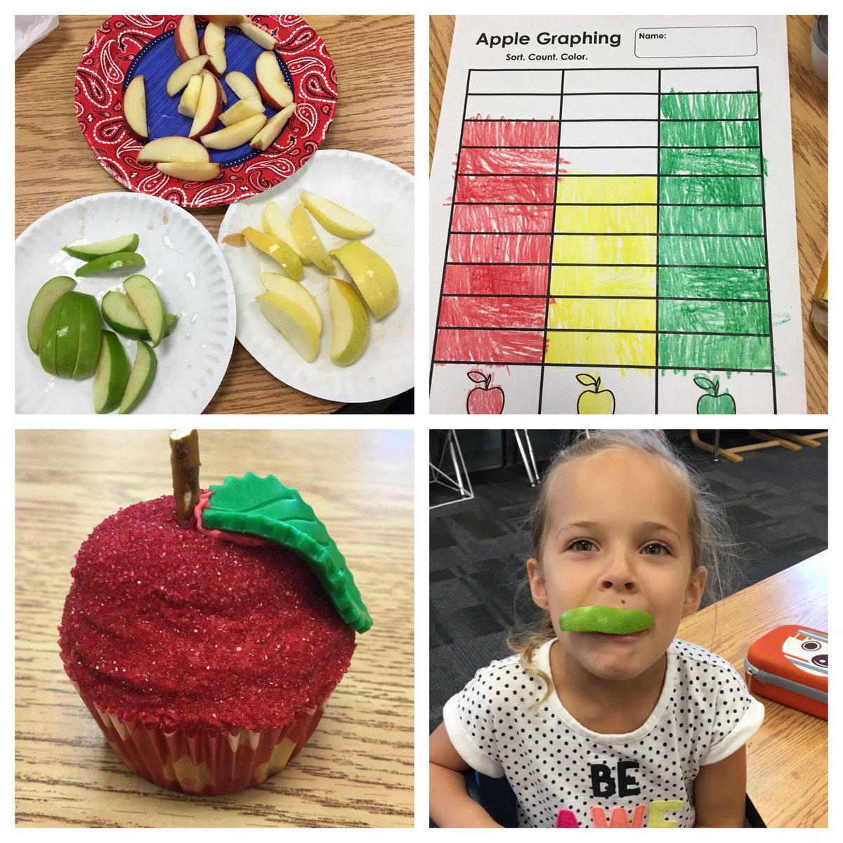Five senses week in Wonders. Seeing, tasting, touching, smelling, and hearing (crunch) apples! <a href="/theSMSD/">SM School District</a> #team512 <a href="/OPC512/">Huskies</a>