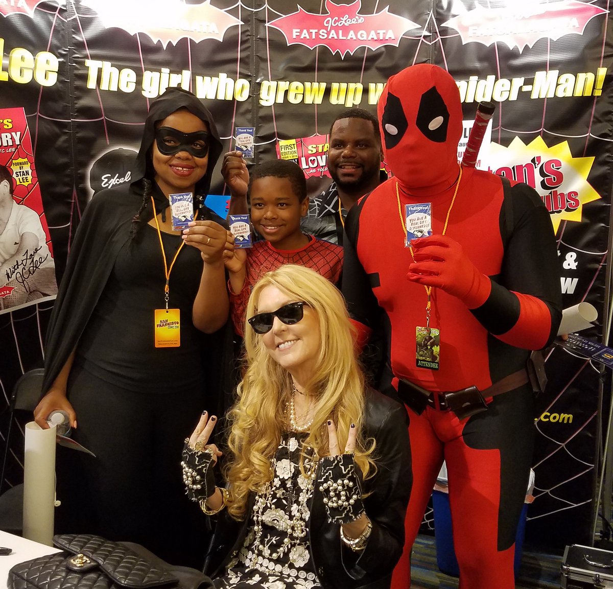RealJCLee's tweet photo. JC with a lovely family at #SFCC2016 #cosplay #Deadpool https://t.co/C7S2bkwhxs