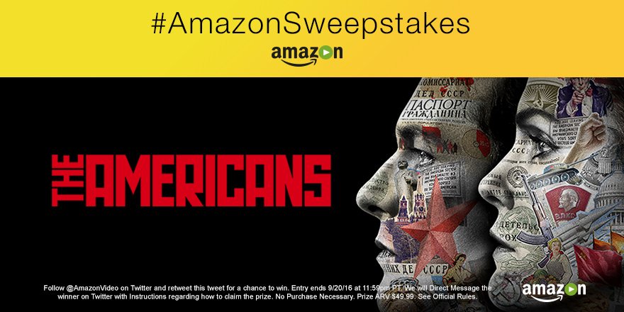 PrimeVideo's tweet photo. Follow + RT for a chance to win a Fire HD8 Tablet to watch Emmy-nominated shows like #TheAmericans with #AmazonXRay! https://t.co/68M36A58jw https://t.co/mcAdaBzDos