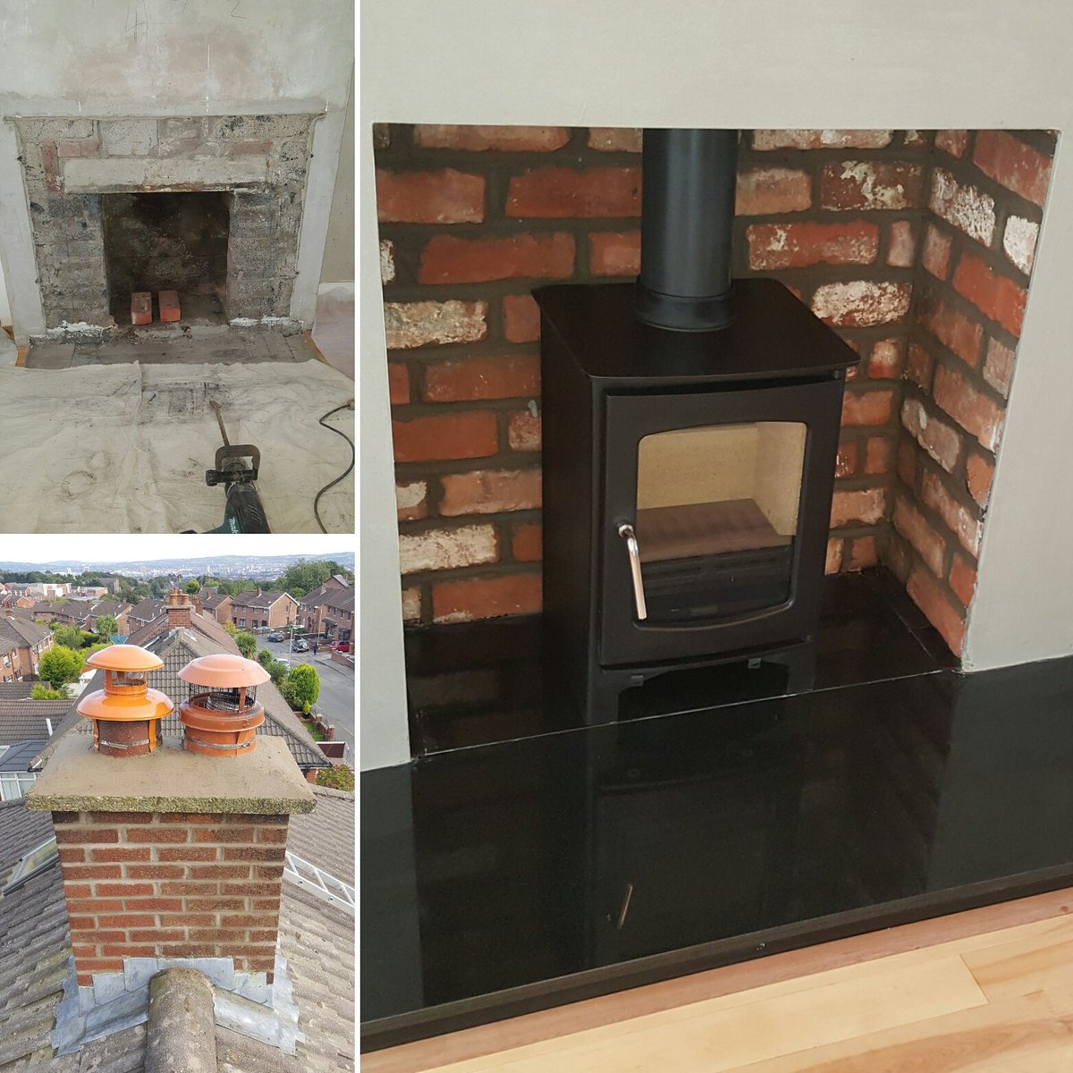 CleanflueNI's tweet photo. Another job completed today #fireplace #stove #granitehearth #fluelining #chimneys #repointingbrick #oldbelfastbrick https://t.co/NGM6EFXgUf