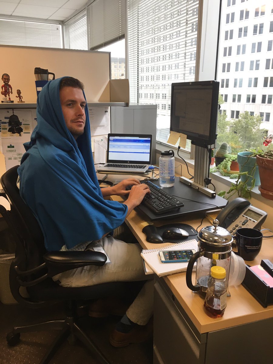 officepals's tweet photo. How to "re-cover" after Lindsey left us for the second time #ChillyInNairobi #BlanketStatements https://t.co/6VkZ0jBm3B