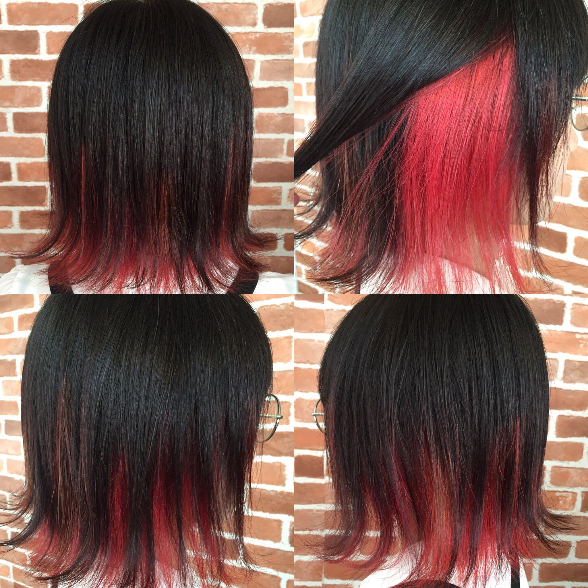 Sawa 赤系グラデーション インナーカラー4スタイル 1 レッド パープルミックスインナーカラー 2 パープル レッドミックスグラデーションカラー 3 ピンク インナー バレイヤージュ 4 ワインレッドグラデーションカラー 赤系のポイントカラー