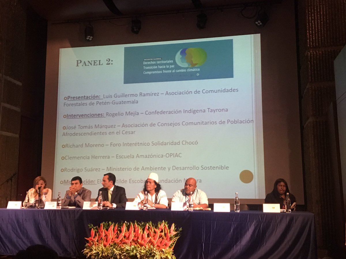Líderes, lideresas afro e indígenas, minambiente, fund natura en panel sobre CAmbio climático y postconflicto.