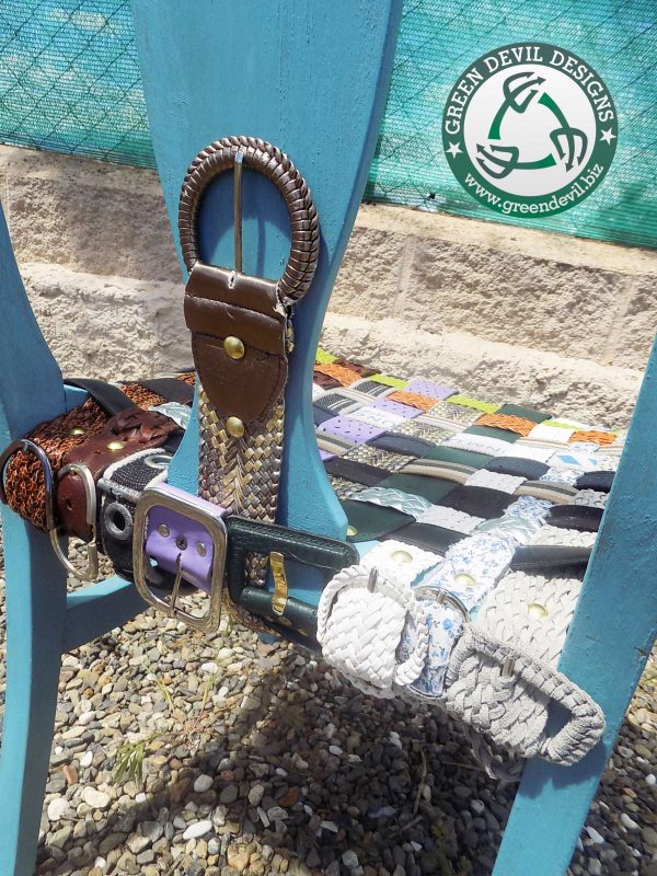 GreenDevilDsgns's tweet photo. #upcycledhour @UpcycledHomes #weare2tuesday Here are some more pics of the chair #upcycled woven with belts https://t.co/gXC4owvC3H