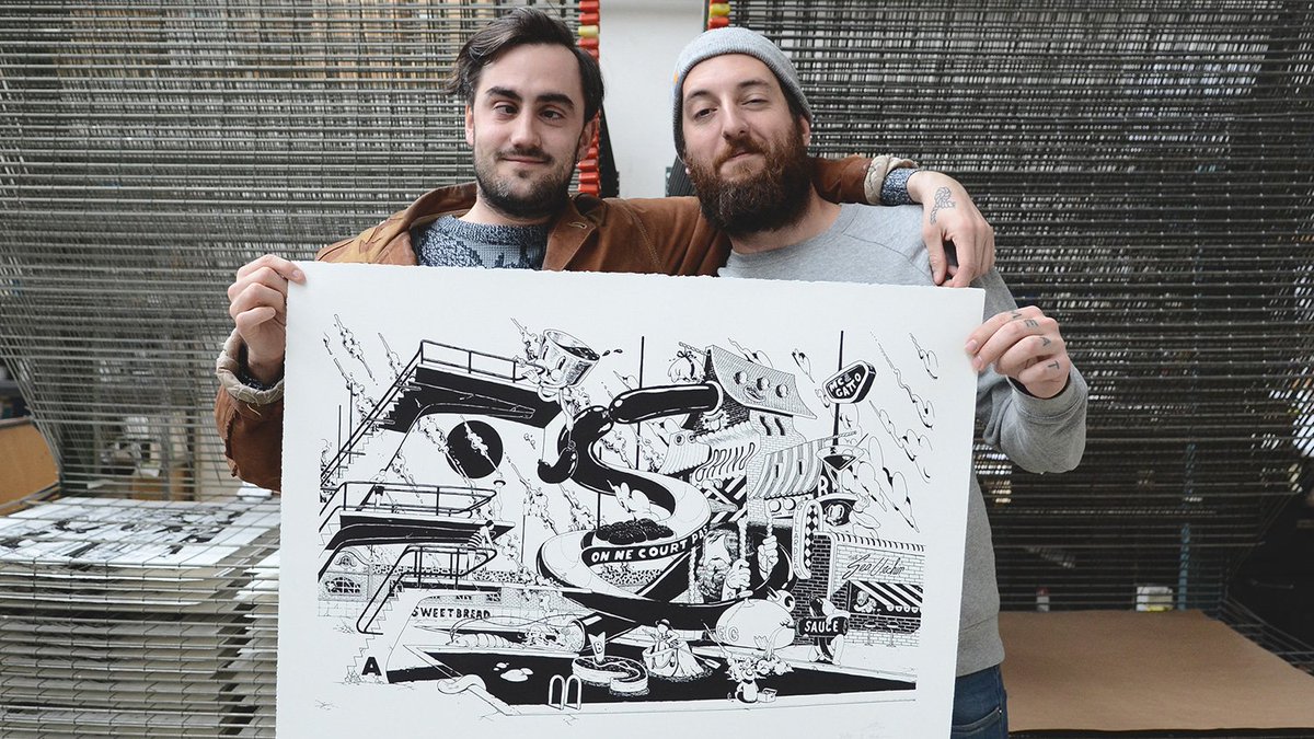 digital_arts's tweet photo. .@mcbess and @ugogattoni  spent a week eating, cooking and drawing to create this fun foodie print https://t.co/yBtArfsFpM https://t.co/OUnA4WIeSu