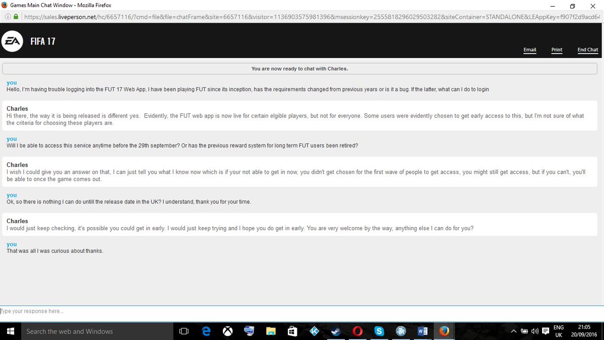 SimonClarke1995's tweet image. @UltimateTeamUK This was what I gathered from EA Customer service #FUT17WebApp