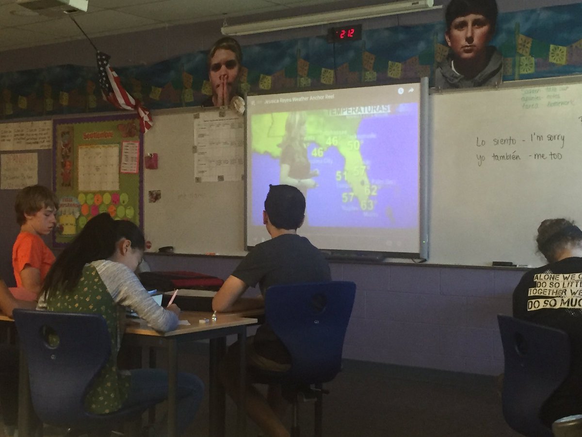 Spanish1 students watch Spanish meteorologist report from Florida #authenticmaterials
