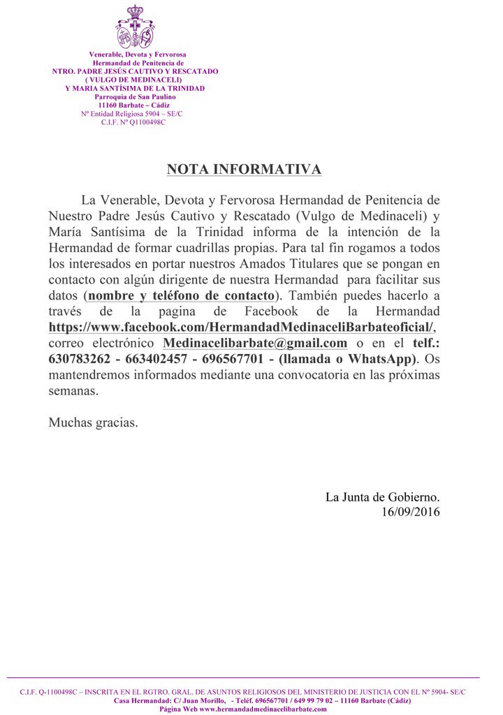 Hermandad Medinaceli (@hmbarbate) on Twitter photo 