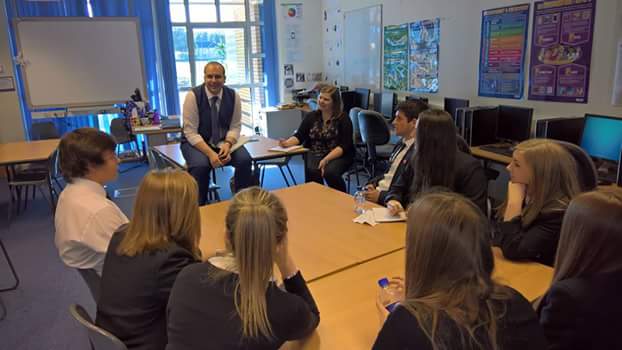 DG Chamber's Business Development Mgr, <a href="/leemedd/">Lee M Medd</a>, at @dyw_d  Stranraer Academy talking about YE Company Programme