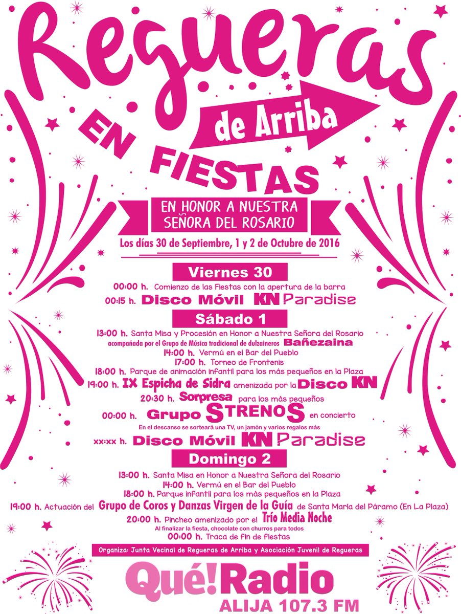 Regueras_01's tweet photo. ¡Fiestas en Regueras de Arriba! Los días 30,1 y 2 de Octubre @FiestasDeLeon @kn_paradise @Strenosrockband @PARTYPUEBLOLEON @Leon_ocio https://t.co/WqK9UTcxLe