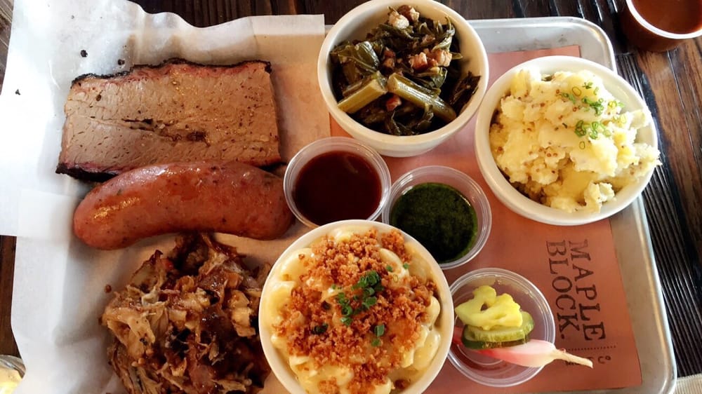 MapleBlockMeat's tweet image. All good things come in threes. Order our three meat plate today! #brisket #pulledpork #barbecue