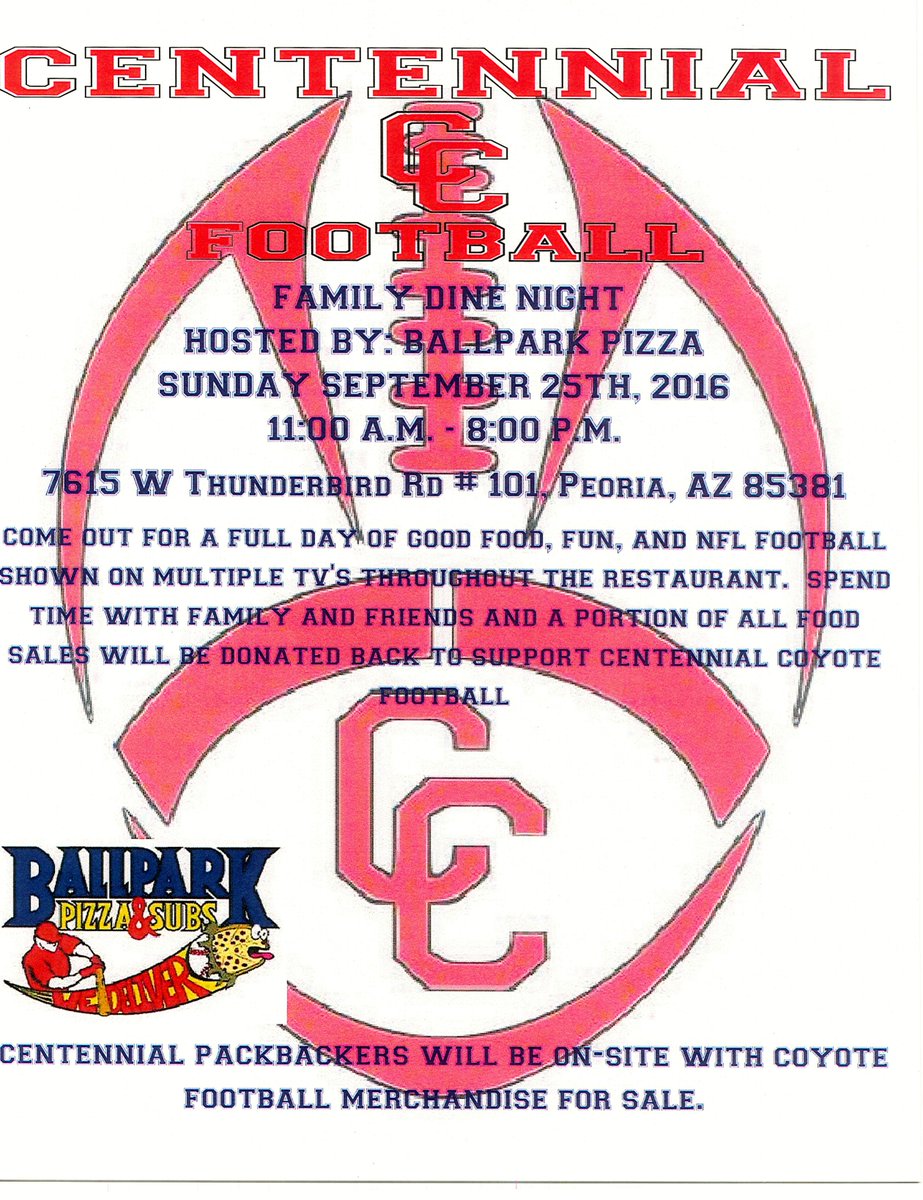 CeHSAZ's tweet image. Support Coyote FB at BallPark Pizza Sunday 9/25 #CeHSPRIDE