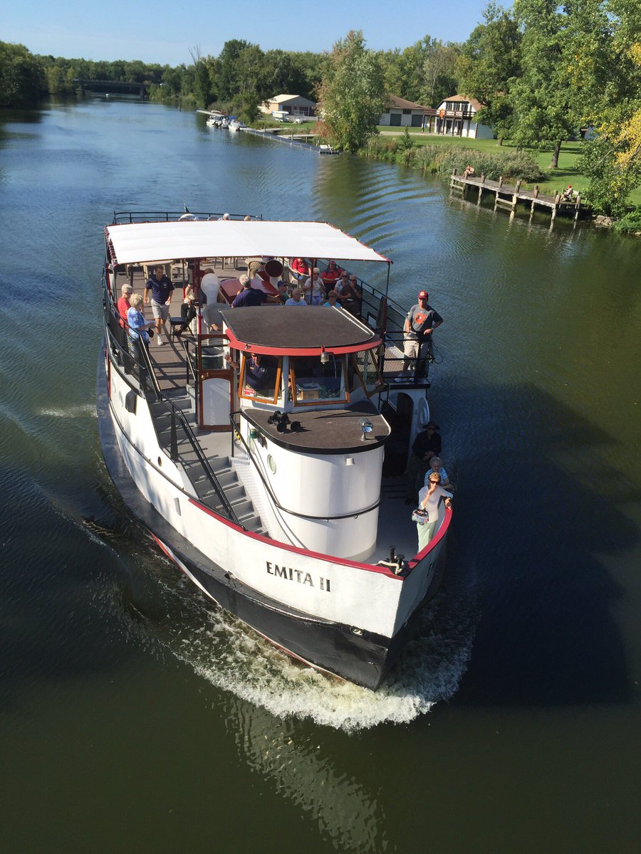 NYSCanalCorp's tweet photo. @MidLakesNav's venerable Emita II underway this afternoon on the Onondaga Lake Outlet of the #ErieCanal! https://t.co/s5pS5nm9O4